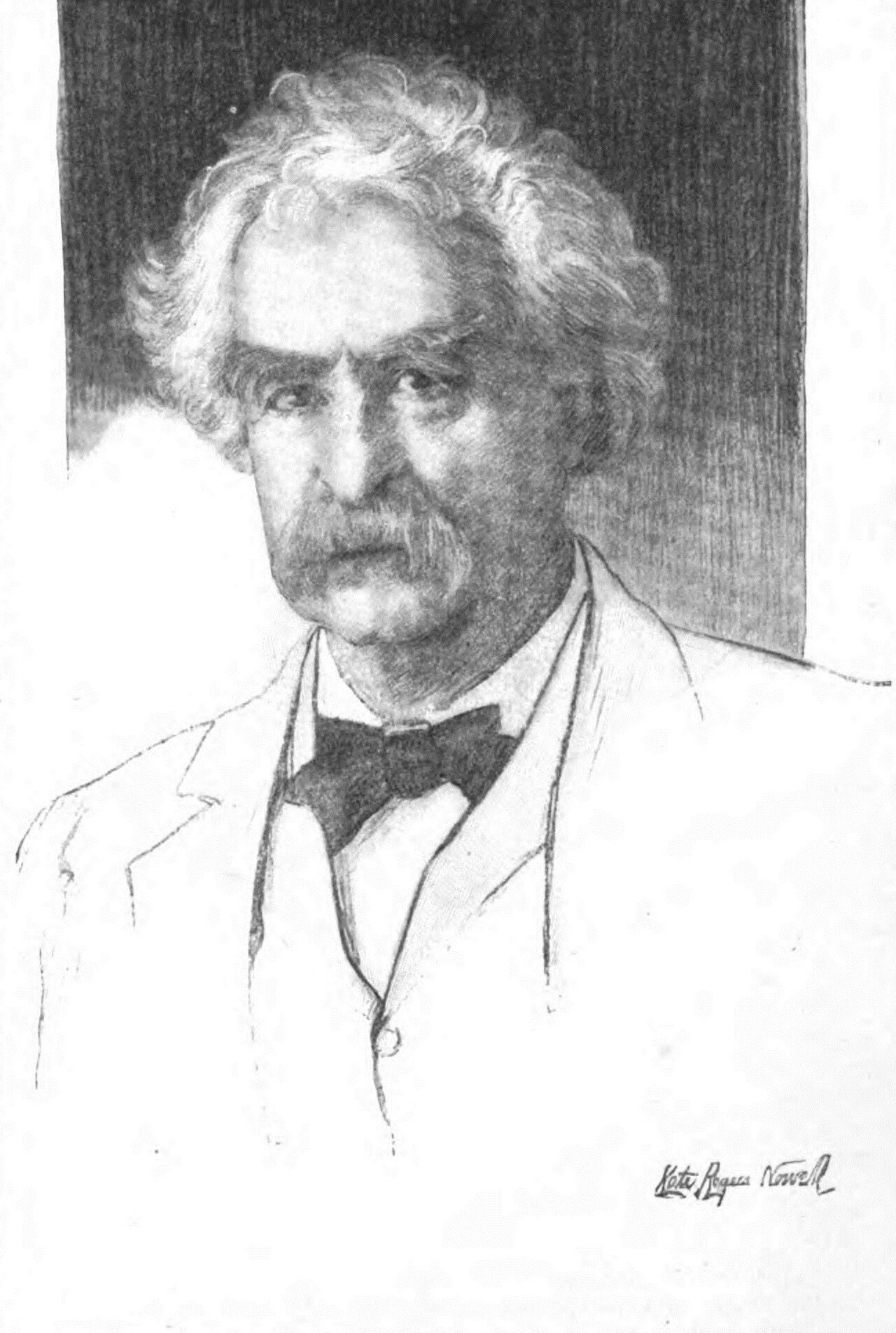 Black-and-white portrait of Mark Twain